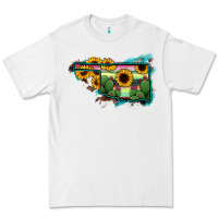 White Oklahoma Map Sunflower Cactus Serape Premium Tee - RanaPortraitStore