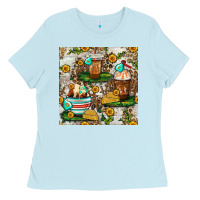 Baby Blue cow coffee cups and farm with leopard seamless pattern bbs Ladies Tee - BundleAndBundleShop