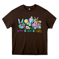 Chocolate Brown Peace love Easter Day Heavy Core Tee - CowGirlArtShop