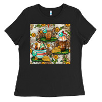 Black cow coffee cups and farm with leopard seamless pattern bbs Ladies Tee - BundleAndBundleShop