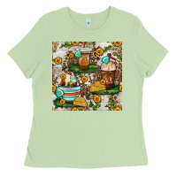 Matcha cow coffee cups and farm with leopard seamless pattern bbs Ladies Tee - BundleAndBundleShop