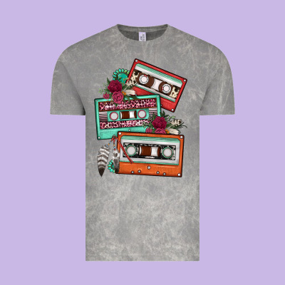 Cassette Floral Gemstone Vintage Tee Designed By Fadigitalartstudio
