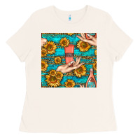 Bone hand cream nail polish remover and sunflowers with leopard and glitter Ladies Tee - BundleAndBundleShop