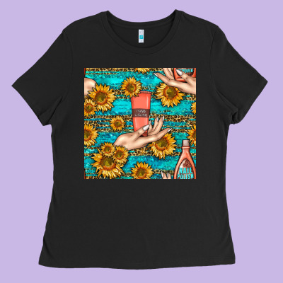 Hand Cream Nail Polish Remover And Sunflowers With Leopard And Glitter Ladies Tee Designed By Bundleandbundleshop