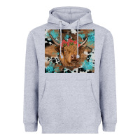 Heather Grey western roses cow Heavyweight Hoodie - RanaPortraitStore