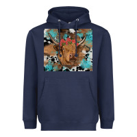 Navy western roses cow Heavyweight Hoodie - RanaPortraitStore