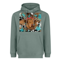 Sage western roses cow Heavyweight Hoodie - RanaPortraitStore