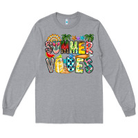 Heather Grey Summer Vibes Long Sleeve Tee - CowhideDigitalArt