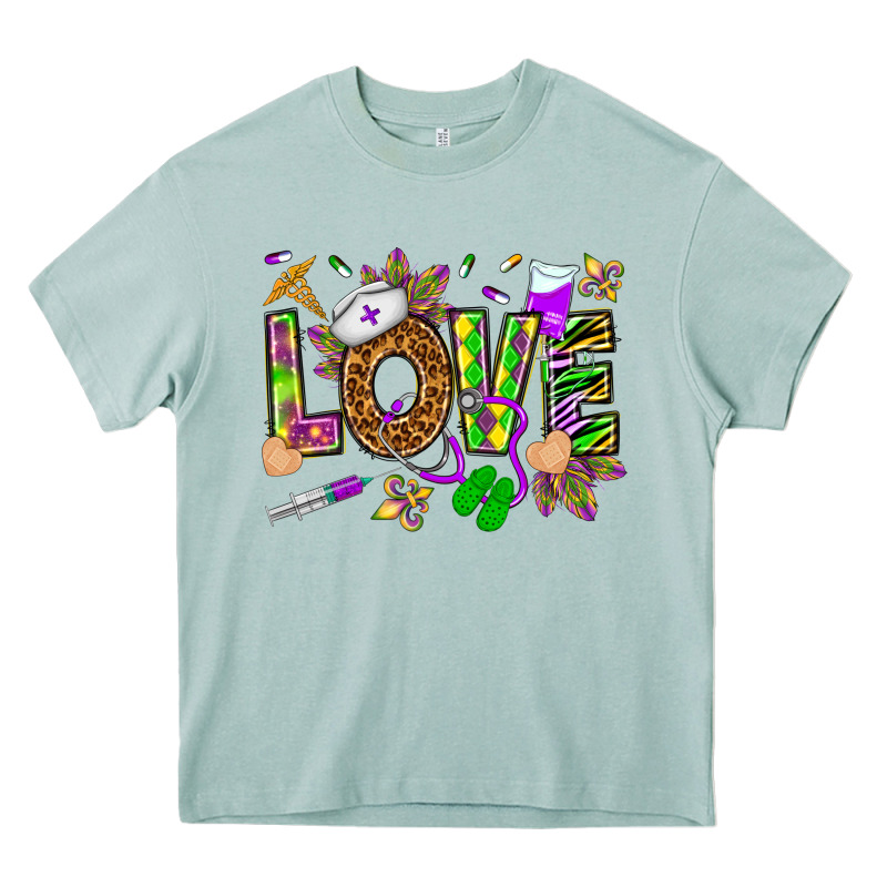 Mardi Gras Love Nurse Heavy Core Tee by HowdyJamesFarm | Teevron