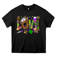 Black Mardi Gras love Nurse Heavy Core Tee - HowdyJamesFarm