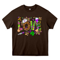 Chocolate Brown Mardi Gras love Nurse Heavy Core Tee - HowdyJamesFarm