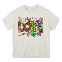 Cream Mardi Gras love Nurse Heavy Core Tee - HowdyJamesFarm