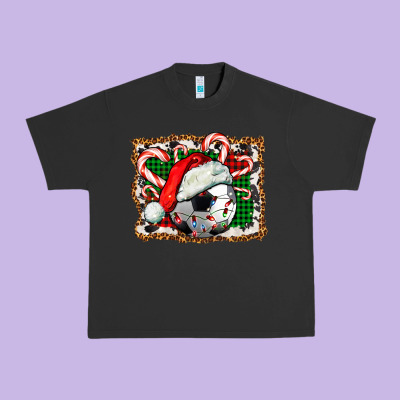 Soccer Ball Christmas With Hat And Candy Cane Urban Heavy Tee Designed By Fadigitalartstudio