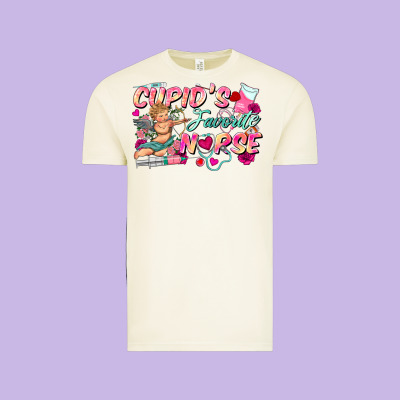 Cupid's Favorite Nurse Vintage Tee Designed By Fadigitalartstudio