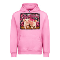 Fuchsia Pink be mine valentine's day pigs Urban Hoodie - Jasminsmagicworld