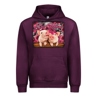 Mauve Wine be mine valentine's day pigs Urban Hoodie - Jasminsmagicworld
