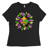 Black Mardi Gras Sunflower Ladies Tee - BundleAndBundleShop