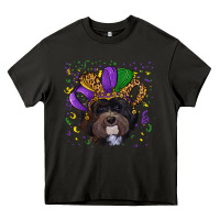 Asphalt Mardi Gras Havanese Dog with Hat Heavy Core Tee - RanaPortraitStore