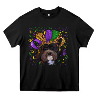 Black Mardi Gras Havanese Dog with Hat Heavy Core Tee - RanaPortraitStore
