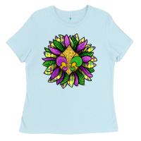 Baby Blue Mardi Gras Sunflower Ladies Tee - BundleAndBundleShop