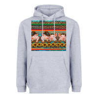Heather Grey western serape pigs Heavyweight Hoodie - RanaPortraitStore