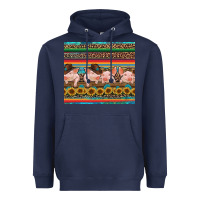 Navy western serape pigs Heavyweight Hoodie - RanaPortraitStore