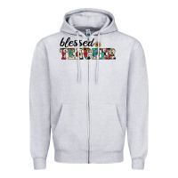 Heather Grey blessed teacher Zipper Hoodie - JahusDesignShop
