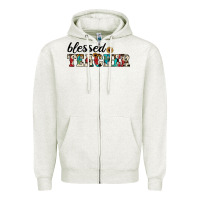 Oatmeal Heather blessed teacher Zipper Hoodie - JahusDesignShop