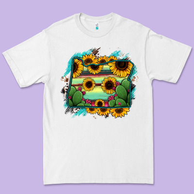 Oregon Map Sunflower Cactus Serape Premium Tee Designed By Ranaportraitstore