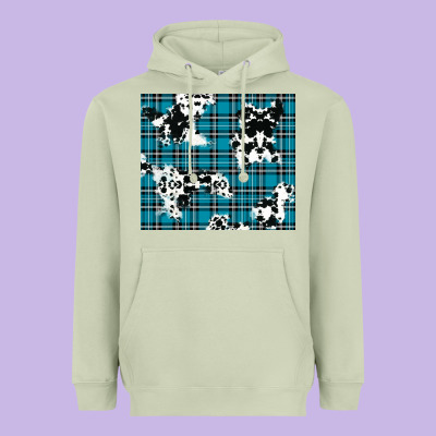 Winter Plaid And Cowhide Pattern Heavyweight Hoodie Designed By Ranaportraitstore