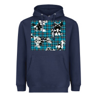 Navy winter plaid and cowhide pattern Heavyweight Hoodie - RanaPortraitStore