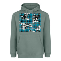 Sage winter plaid and cowhide pattern Heavyweight Hoodie - RanaPortraitStore