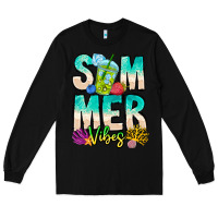 Black Summer Vibes Long Sleeve Tee - CowhideDigitalArt