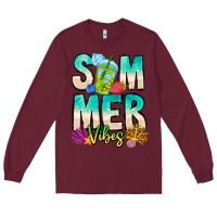 Burgundy Summer Vibes Long Sleeve Tee - CowhideDigitalArt