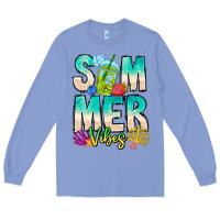 Colony Blue Summer Vibes Long Sleeve Tee - CowhideDigitalArt
