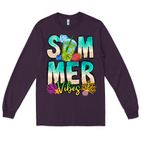Plum Summer Vibes Long Sleeve Tee - CowhideDigitalArt