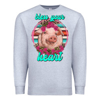 Heather Grey bless your heart pig Premium Sweatshirt - RanaPortraitStore