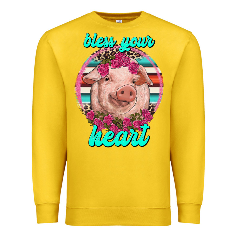 Bless Your Heart Pig Premium Sweatshirt by RanaPortraitStore | Teevron