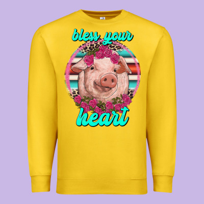 Bless Your Heart Pig Premium Sweatshirt Designed By Ranaportraitstore