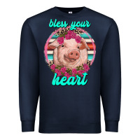 Navy bless your heart pig Premium Sweatshirt - RanaPortraitStore