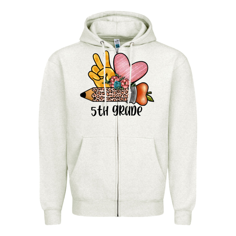 Peace Love 5th Grade Zipper Hoodie by JahusDesignShop | Teevron