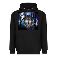 Black wolf and full moon Heavyweight Hoodie - RanaPortraitStore