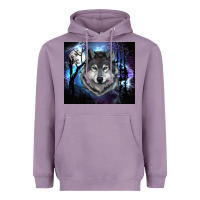 Lavender wolf and full moon Heavyweight Hoodie - RanaPortraitStore