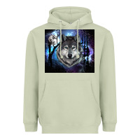 Matcha wolf and full moon Heavyweight Hoodie - RanaPortraitStore
