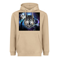 Wolf And Full Moon Heavyweight Hoodie | Teevron