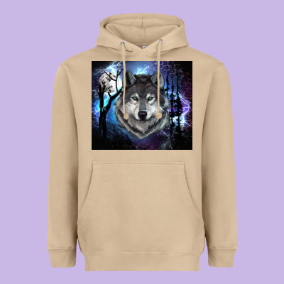 Wolf And Full Moon Heavyweight Hoodie Designed By Ranaportraitstore