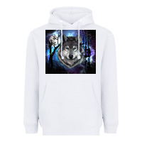 White wolf and full moon Heavyweight Hoodie - RanaPortraitStore