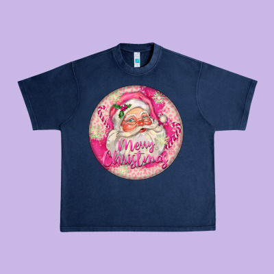 Pink Merry Christmas Santa Urban Heavy Tee Designed By Fadigitalartstudio