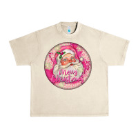 Sandshell Pink Merry Christmas Santa Urban Heavy Tee - FaDigitalArtStudio