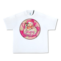 White Pink Merry Christmas Santa Urban Heavy Tee - FaDigitalArtStudio